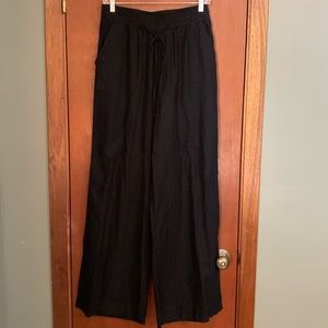 High Rise.Black Linen.Wide Leg Pants